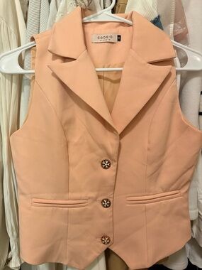 CODE:D Peach Sleeveless Blazer Vest